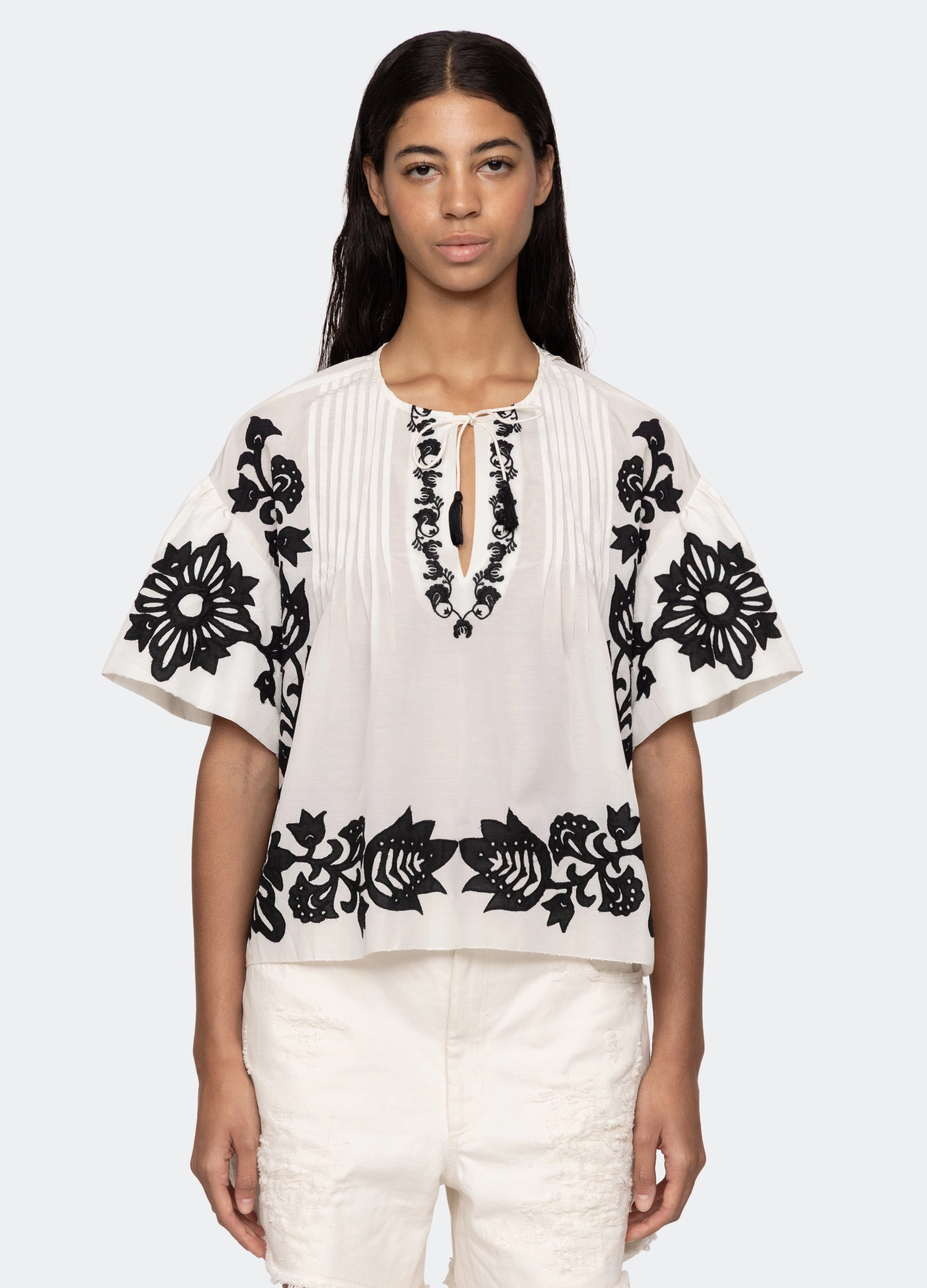 Liliana S/S Top Tencel Cotton Hybrid Weave