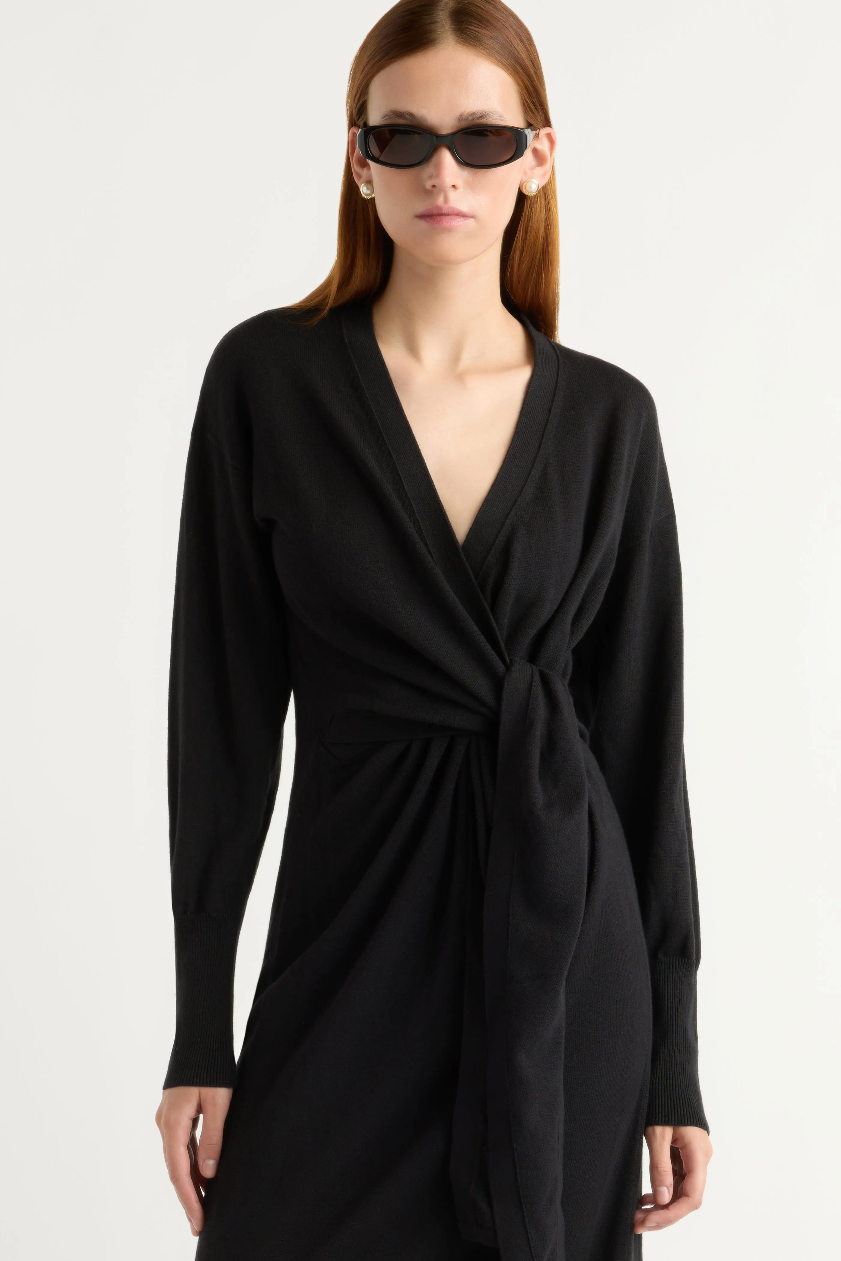 Linden Front-Wrap Sweater Dress Sleek Touch Dance Night