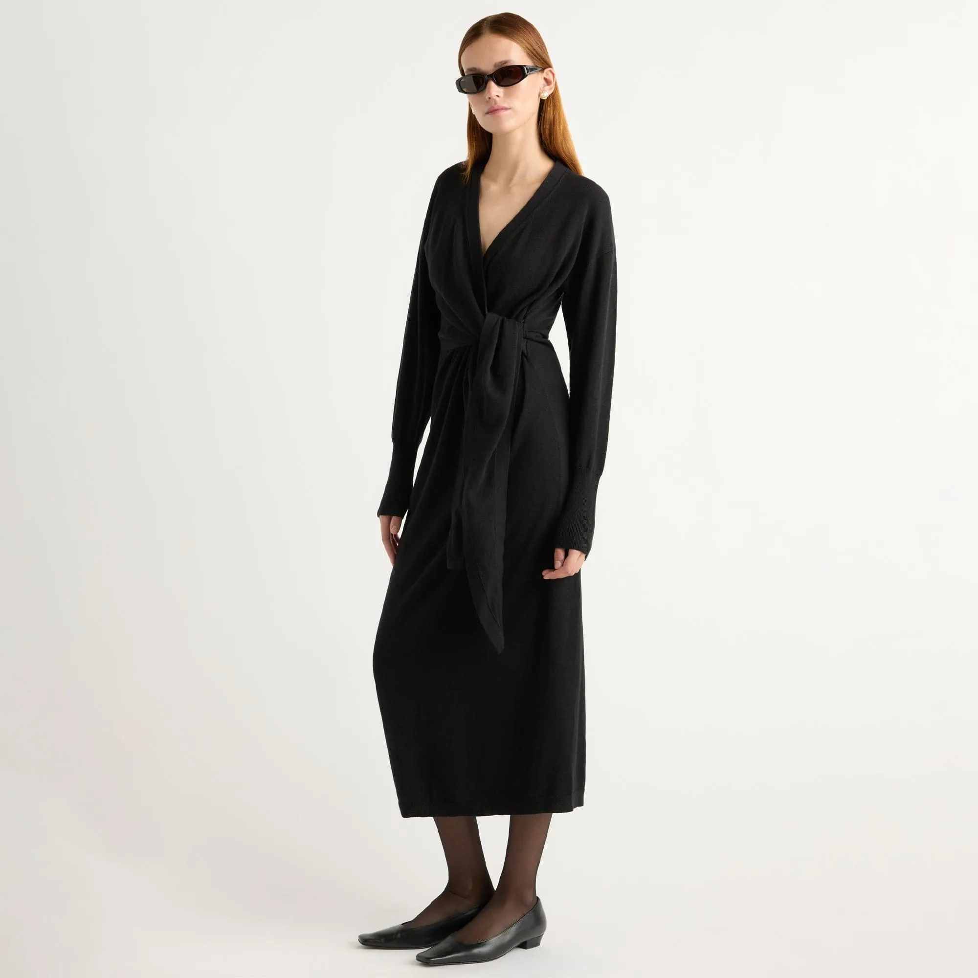 Maternity-Fit Linden Front-Wrap Sweater Dress