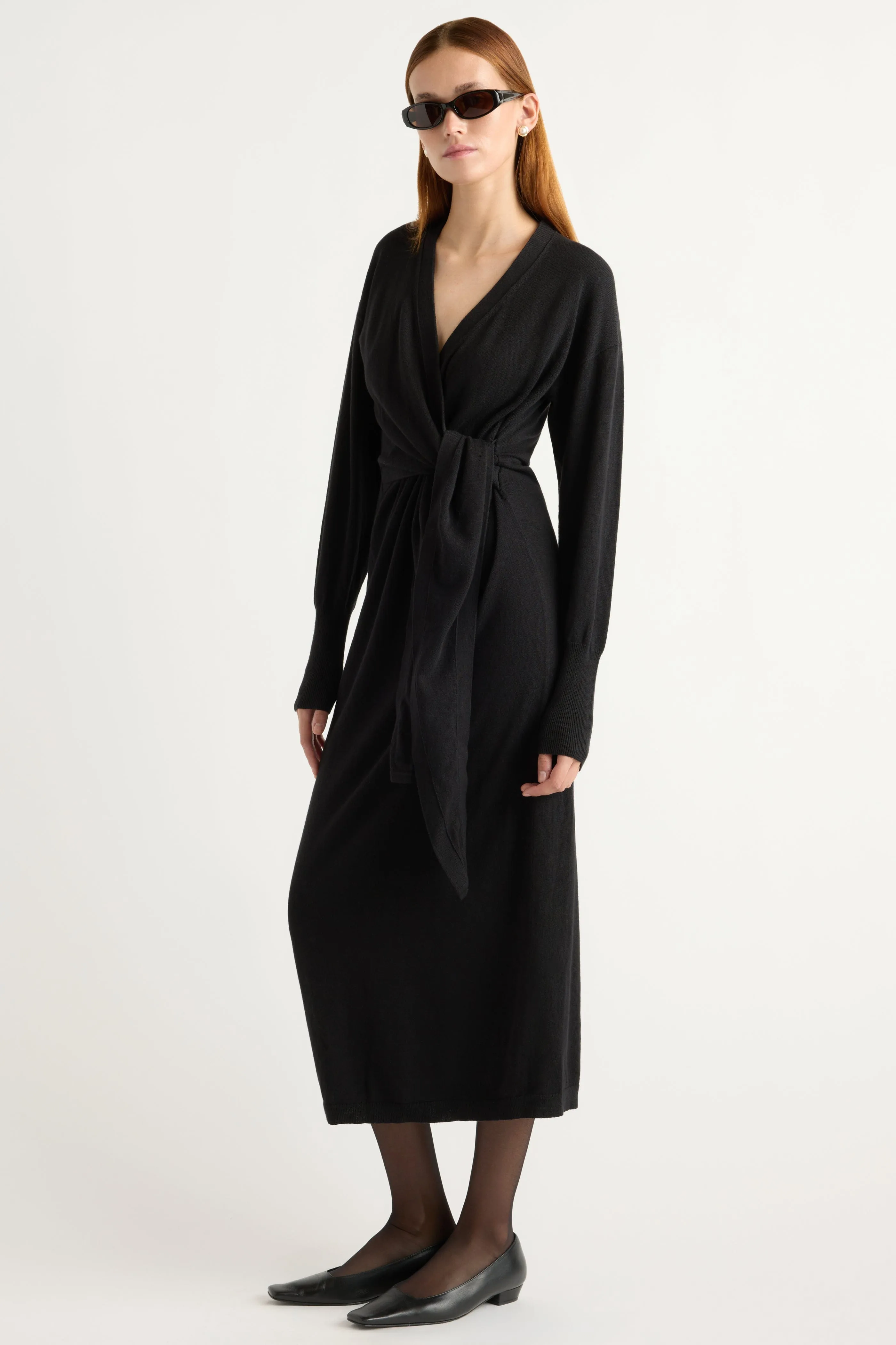 Linden Front-Wrap Sweater Dress Body Safe Soft Wear