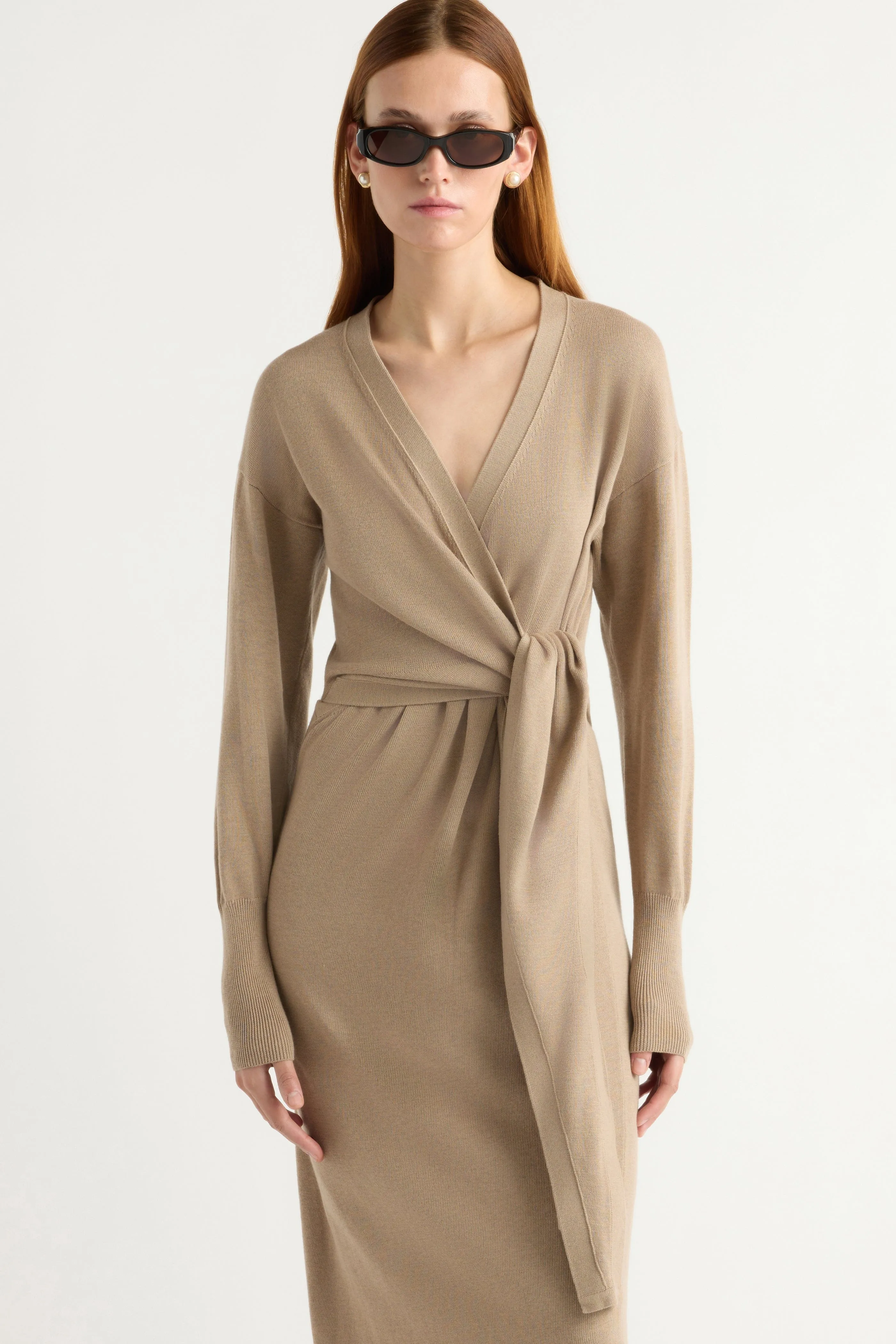 Dreamy Layers Linden Front-Wrap Sweater Dress