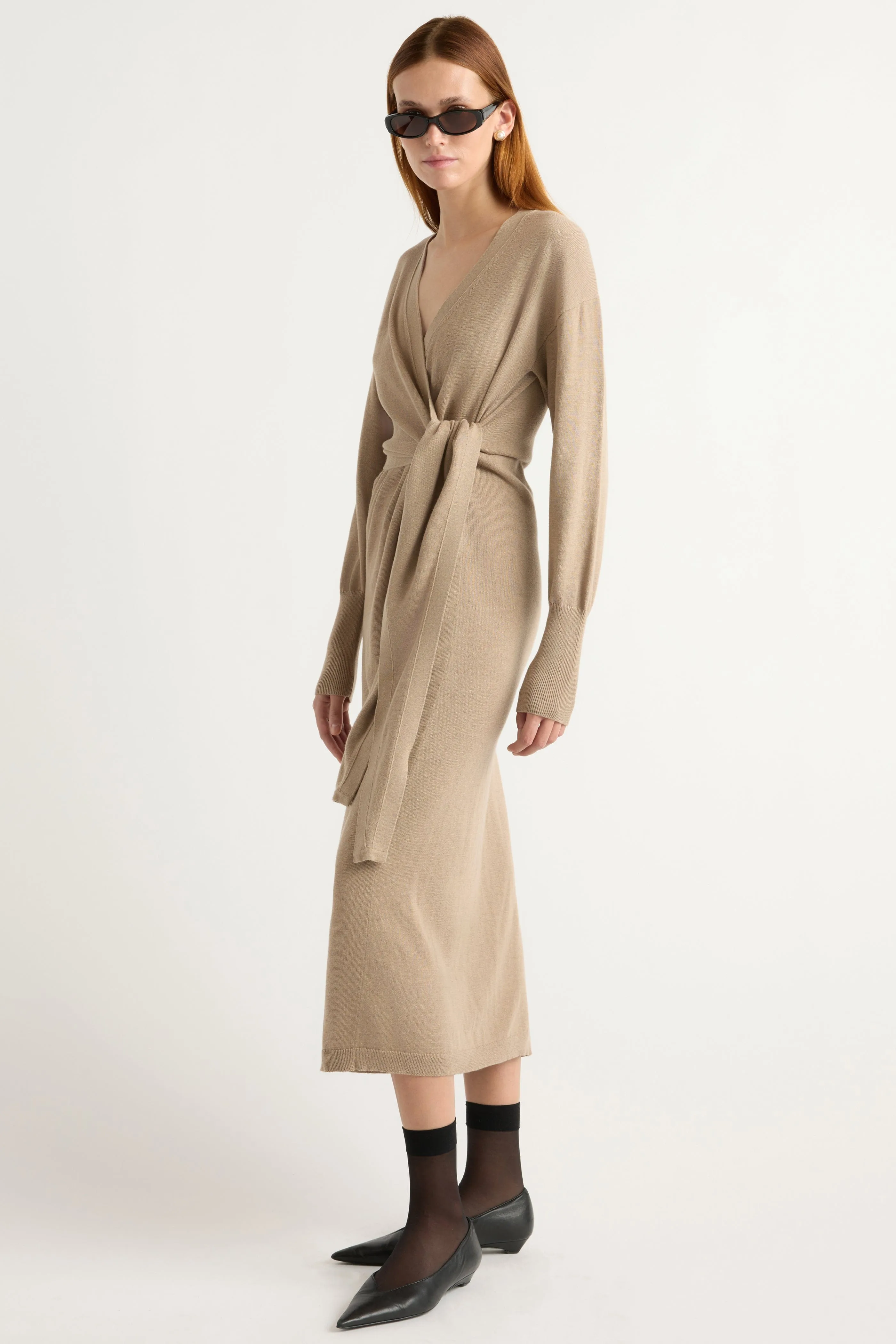 Linden Front-Wrap Sweater Dress Travel-friendly Everyday Ready