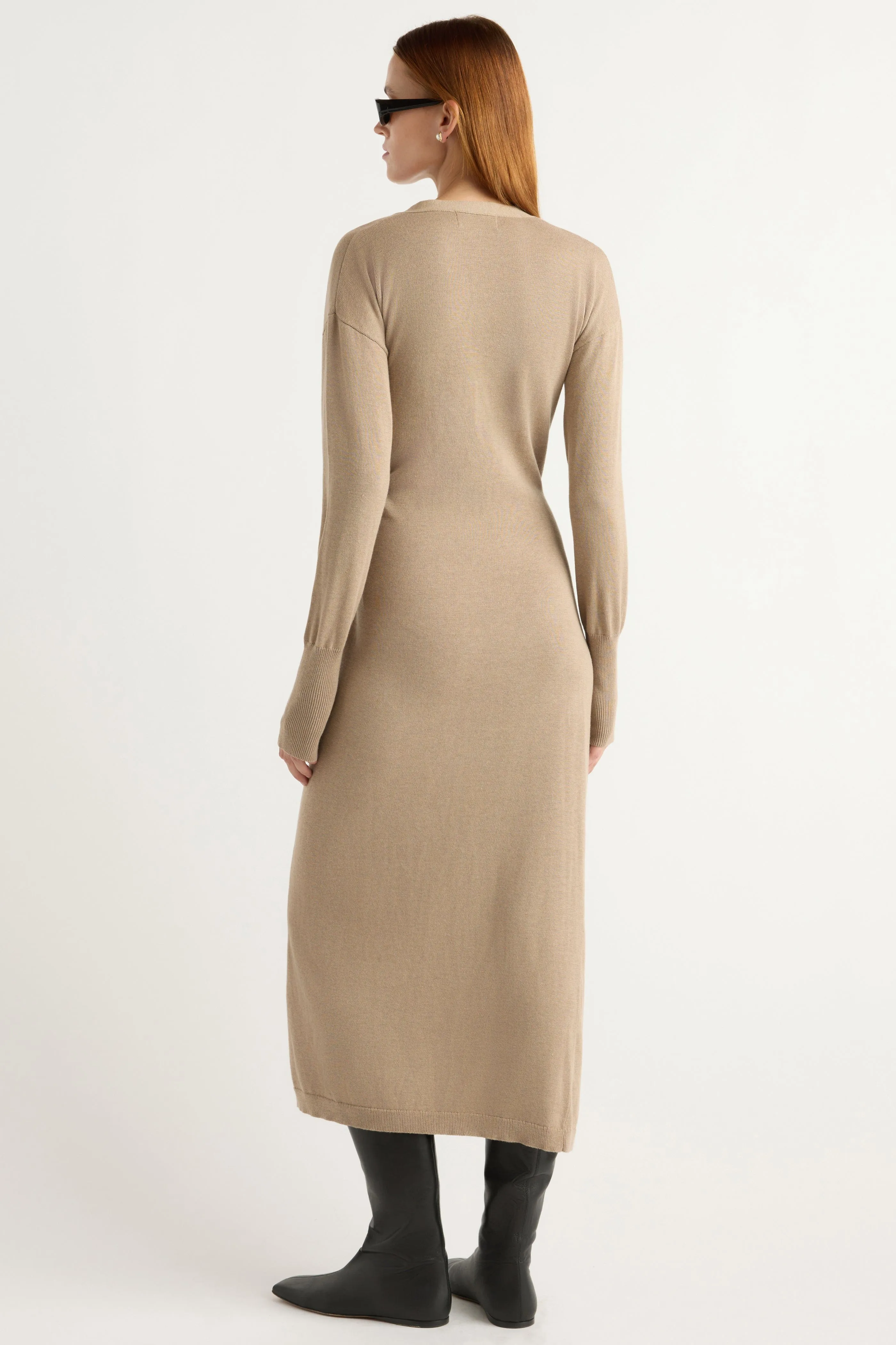 Timeless Touch Chic Waistband Design Linden Front-Wrap Sweater Dress