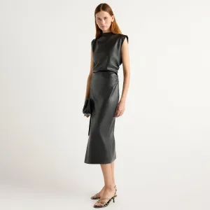 Flattering Cut Channing Vegan Leather Dress