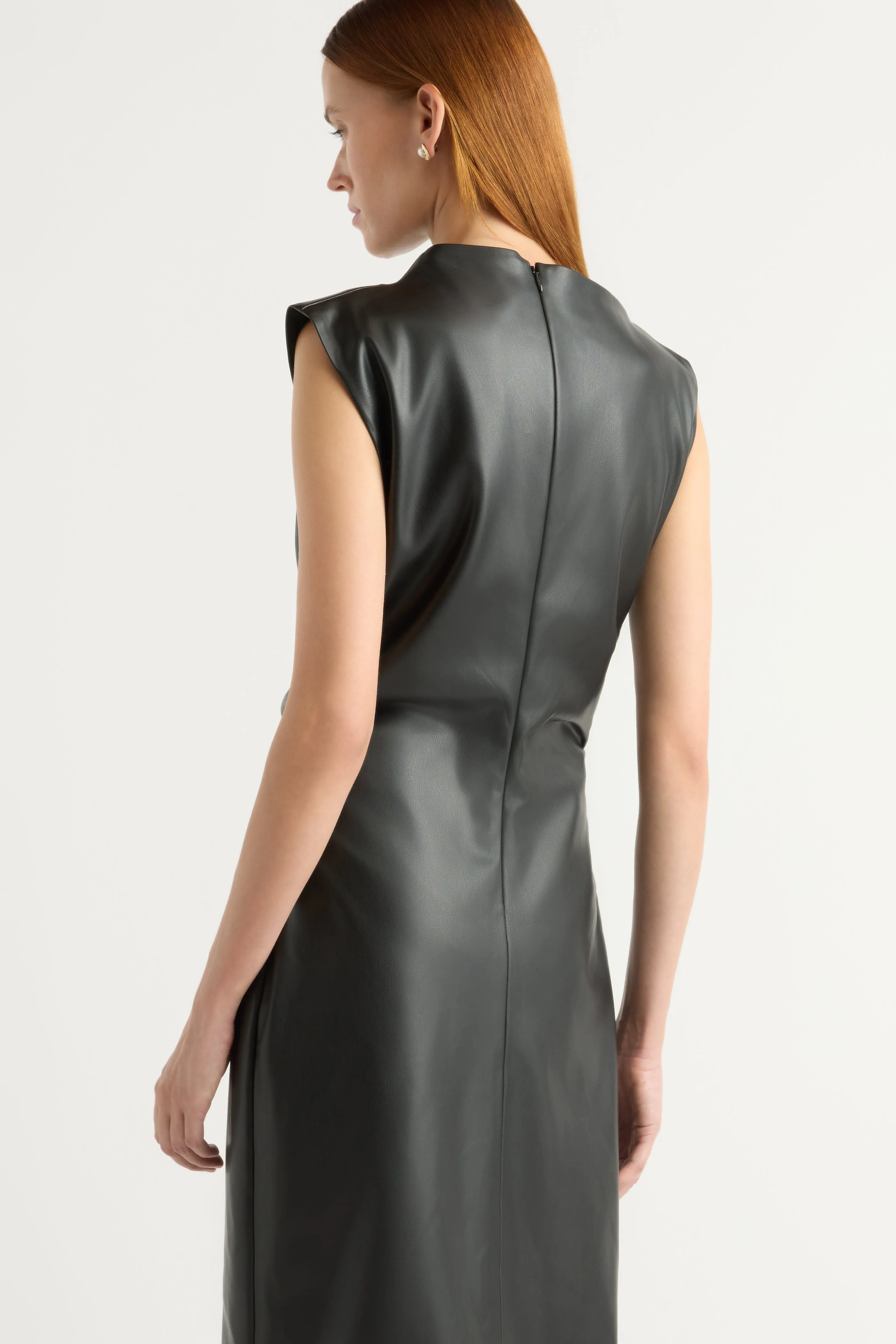 Sweetheart-Neck Channing Vegan Leather Dress