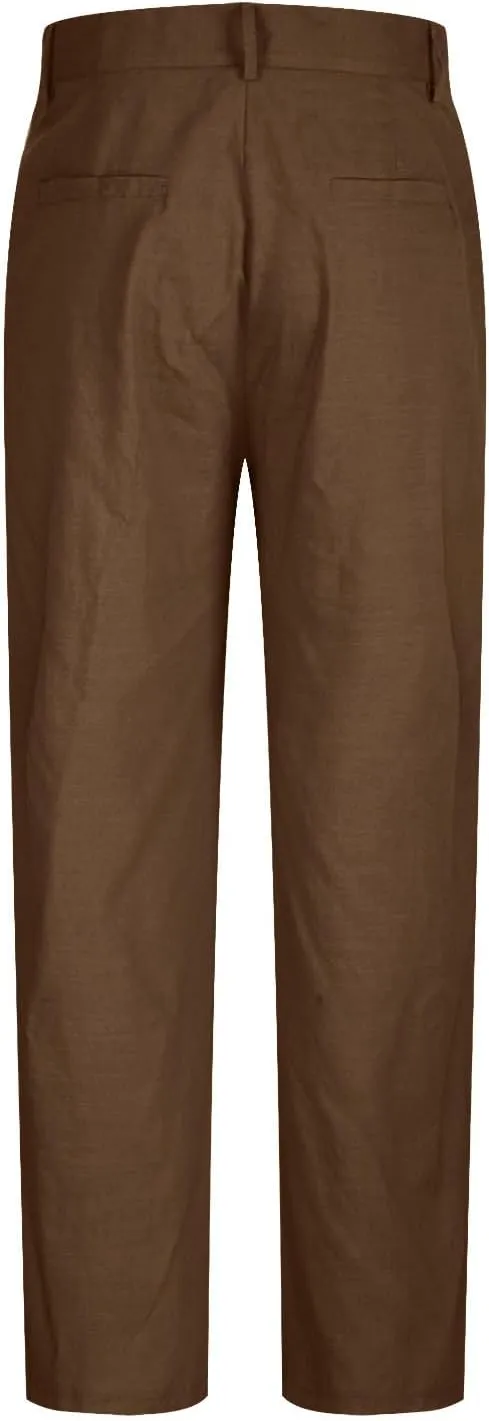 Linen Pants Men Big and Tall Straight Leg Pants Summer Breathable Pants Casual Trousers Lightweight Solid Color Pants