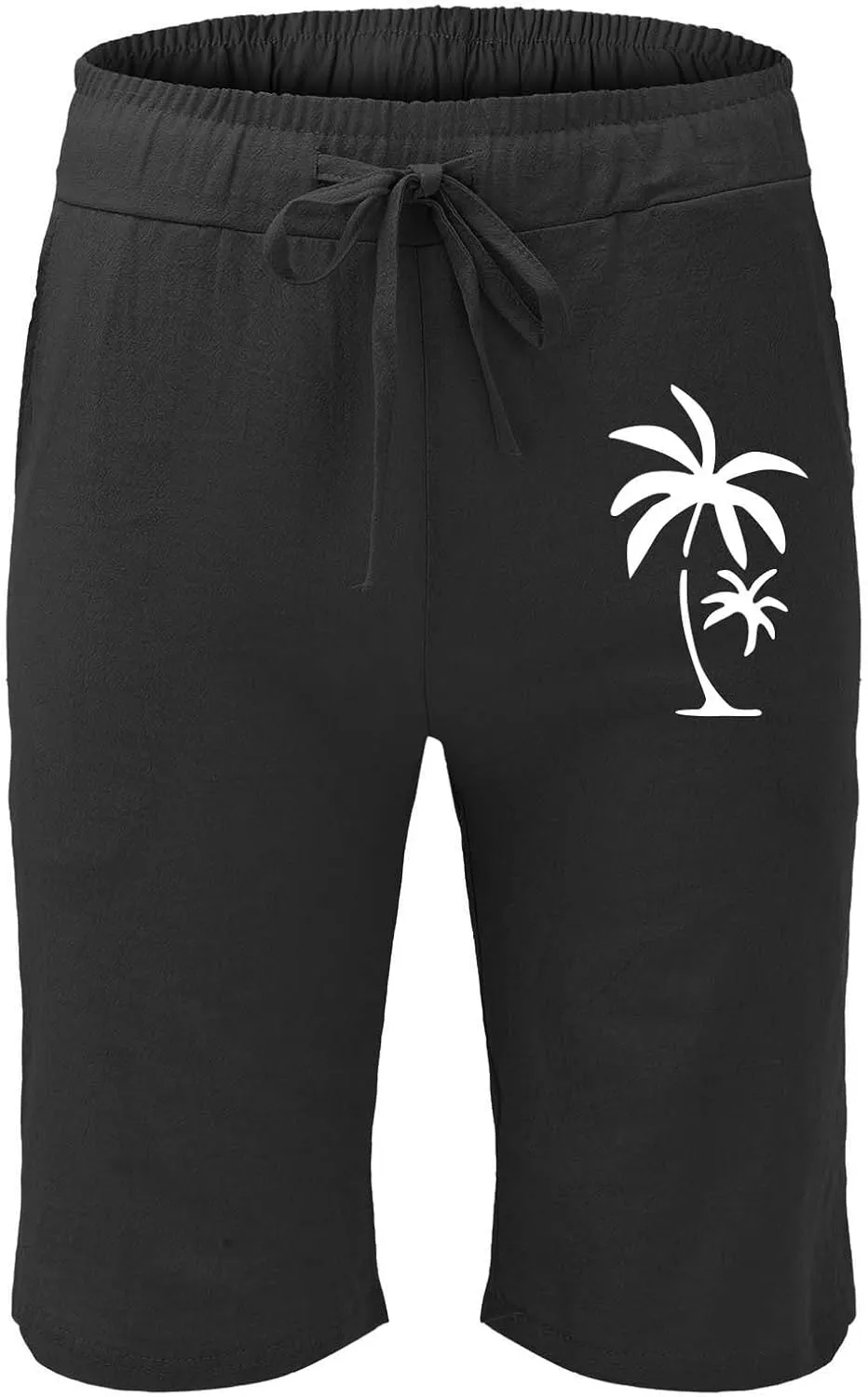 Linen Shorts for Men Black Sports Shorts Beach Shorts Casual Cotton Linen Shorts Beach Shorts with Pockets Men's