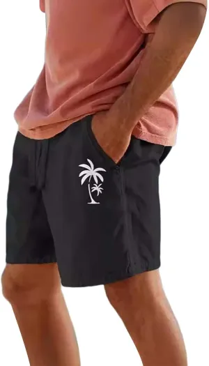 Linen Shorts for Men Black Sports Shorts Beach Shorts Casual Cotton Linen Shorts Beach Shorts with Pockets Men's
