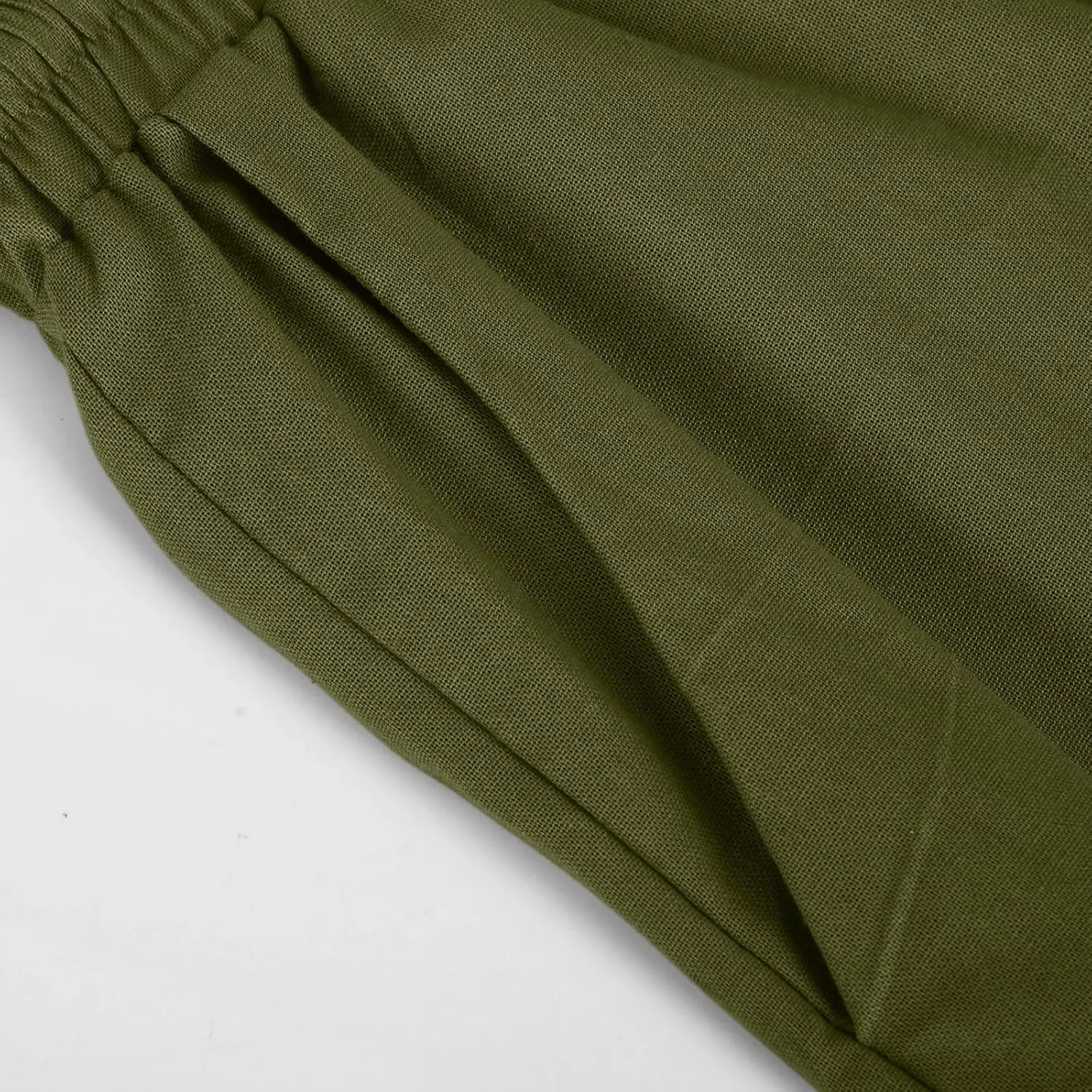 Linen Shorts for Women Elastic Waist Knee Length Shorts Loose Fit Drawstring Bermuda Shorts Summer Vacation Shorts