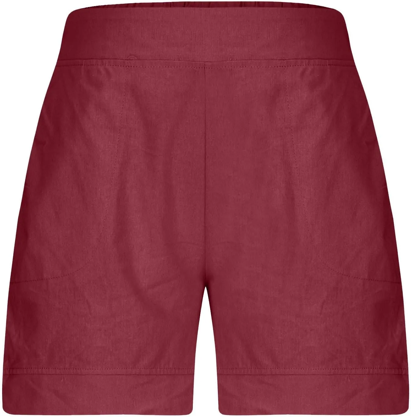 Linen Shorts for Women Trendy Cotton Shorts Solid Bermuda Shorts Casual Elastic Waist Shorts, Sales Today Clearance