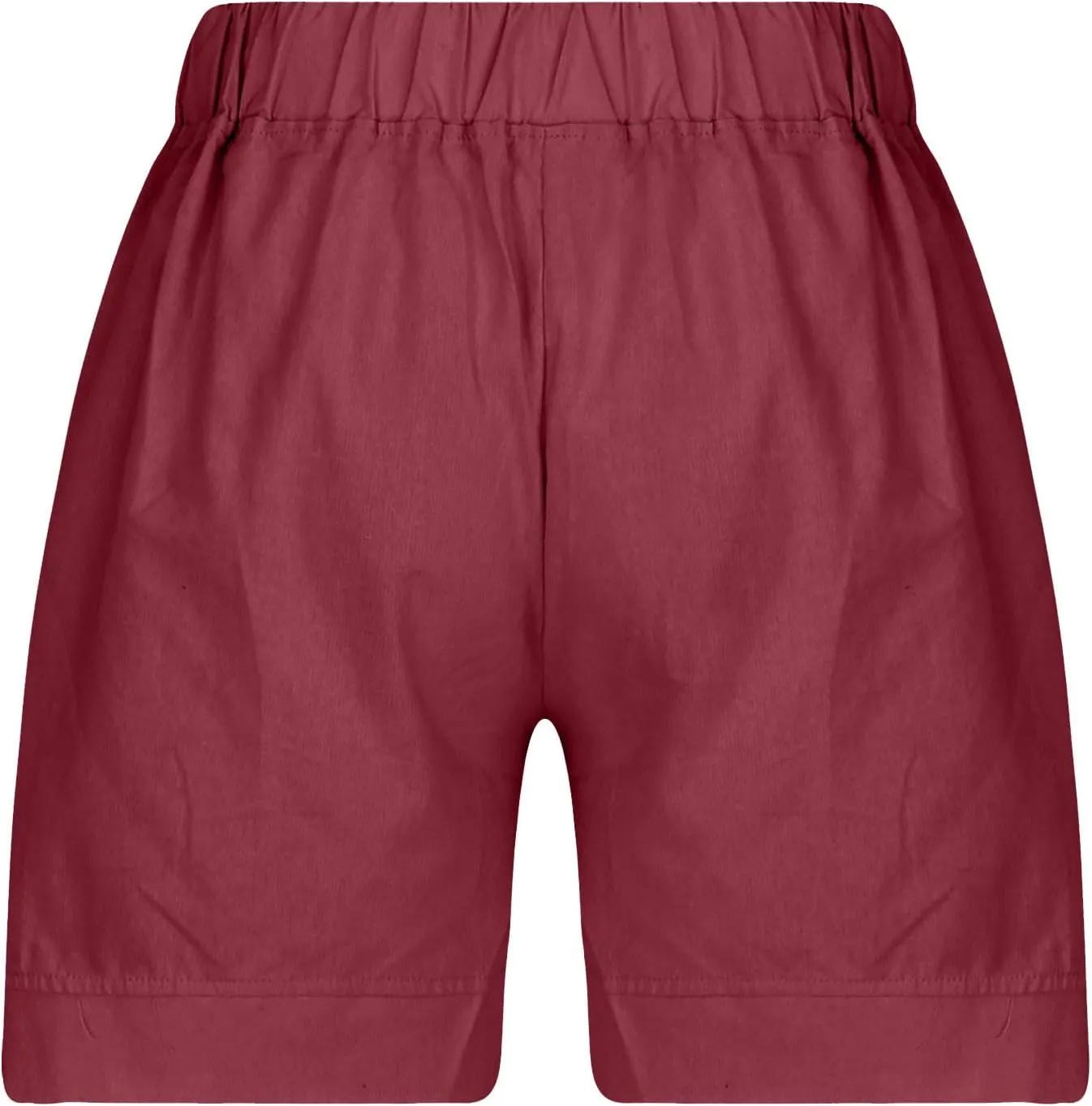 Linen Shorts for Women Trendy Cotton Shorts Solid Bermuda Shorts Casual Elastic Waist Shorts, Sales Today Clearance