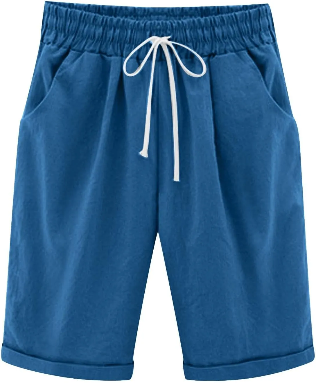 Linen Shorts for Women Trendy Summer Shorts Elastic Waist Drawstring Shorts Casual Baggy Comfy Shorts
