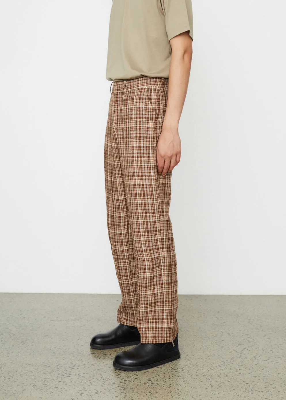 Linen Silk Check Slacks