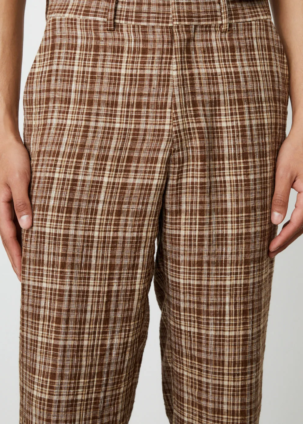 Linen Silk Check Slacks