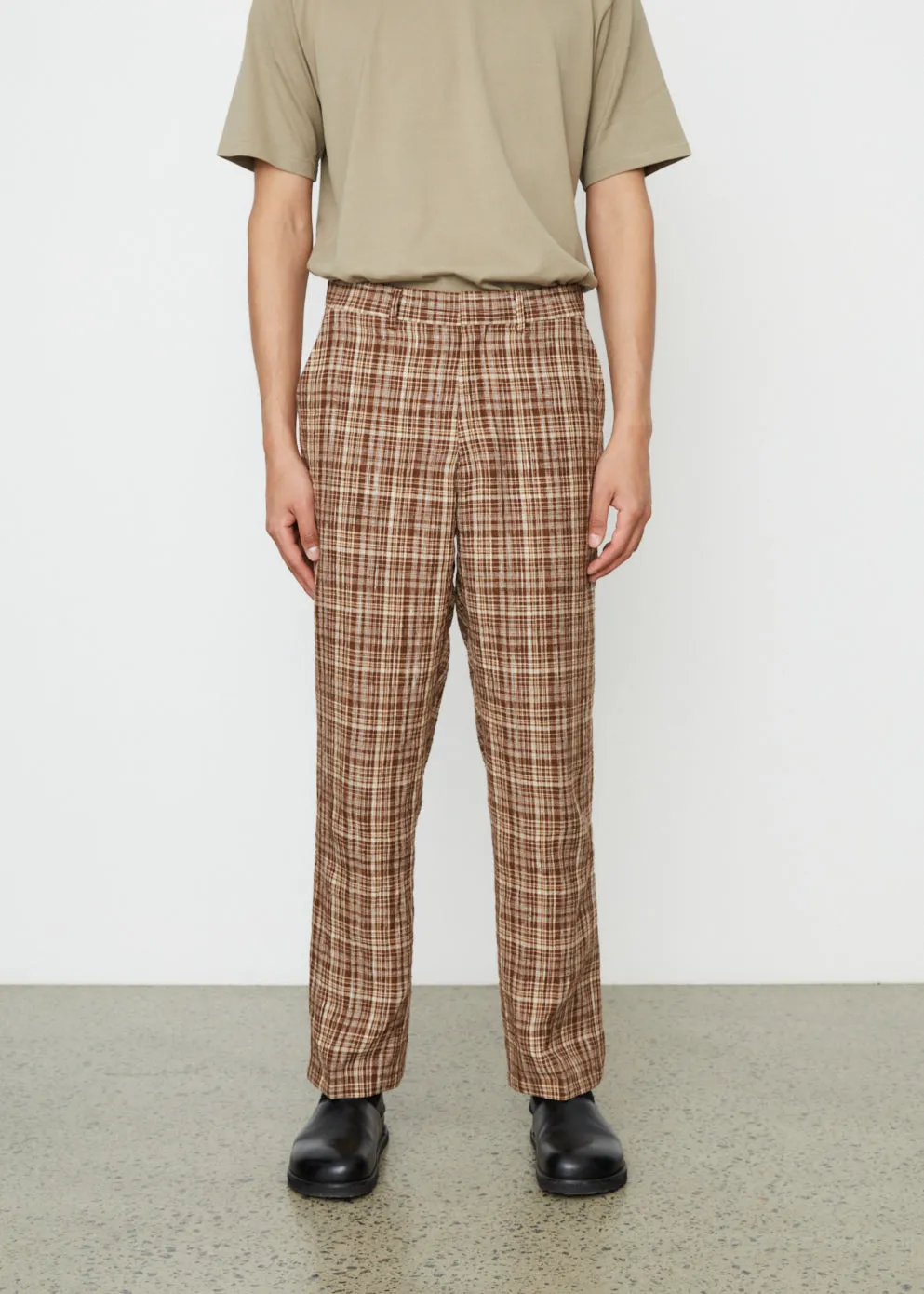 Linen Silk Check Slacks