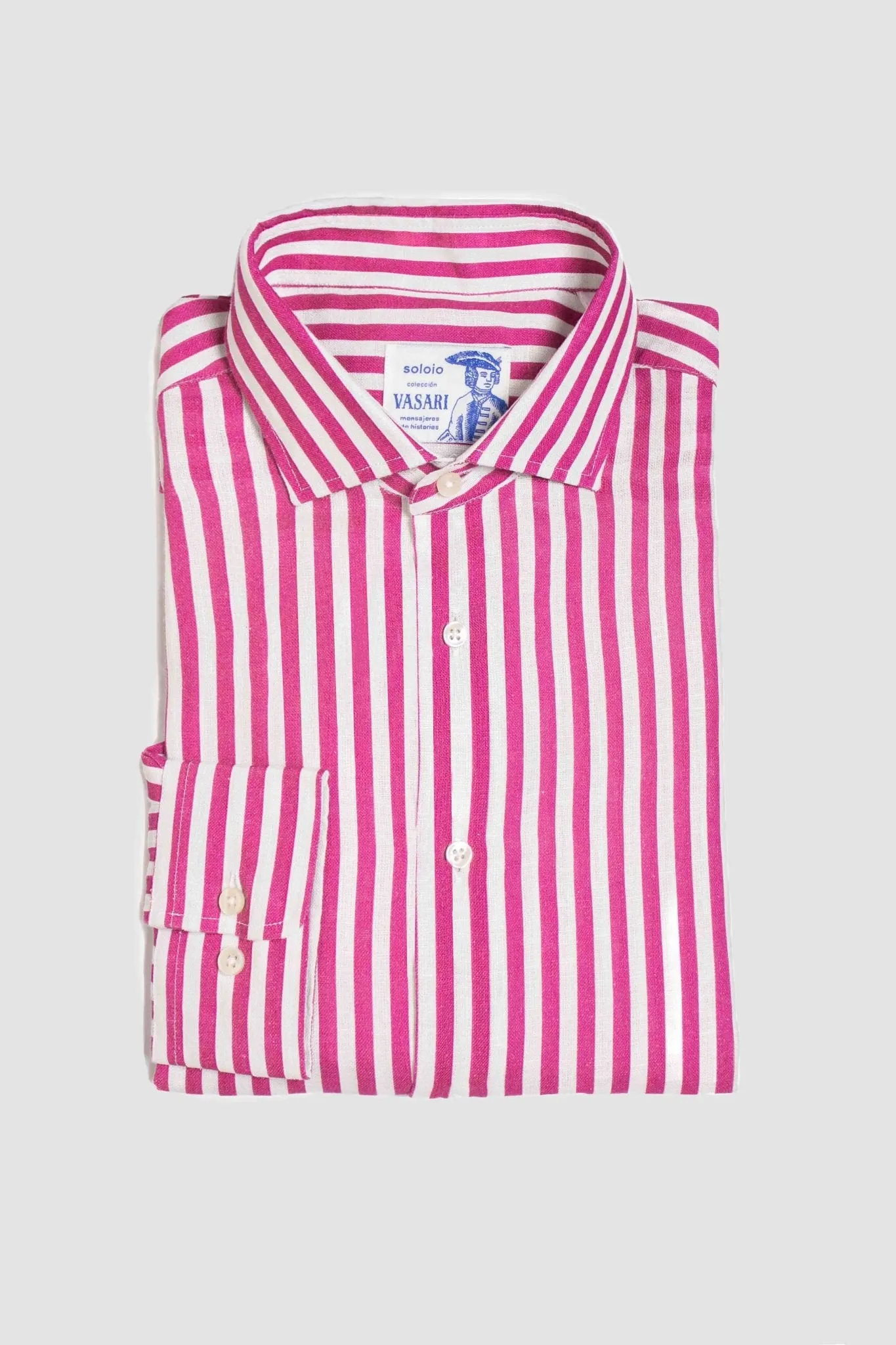 linen striped shirt fuxia