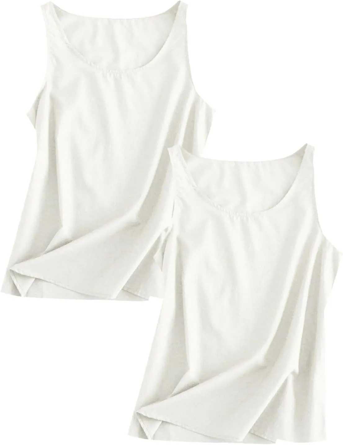 Linen Tank Tops for Women 2025 Summer Vacation Casual Tops Loose Fit Sleeveless Scoop Neck Camisole Shirt Lightweigh