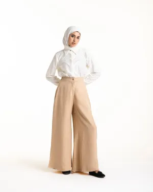 Linen Wide Leg Pants Beige