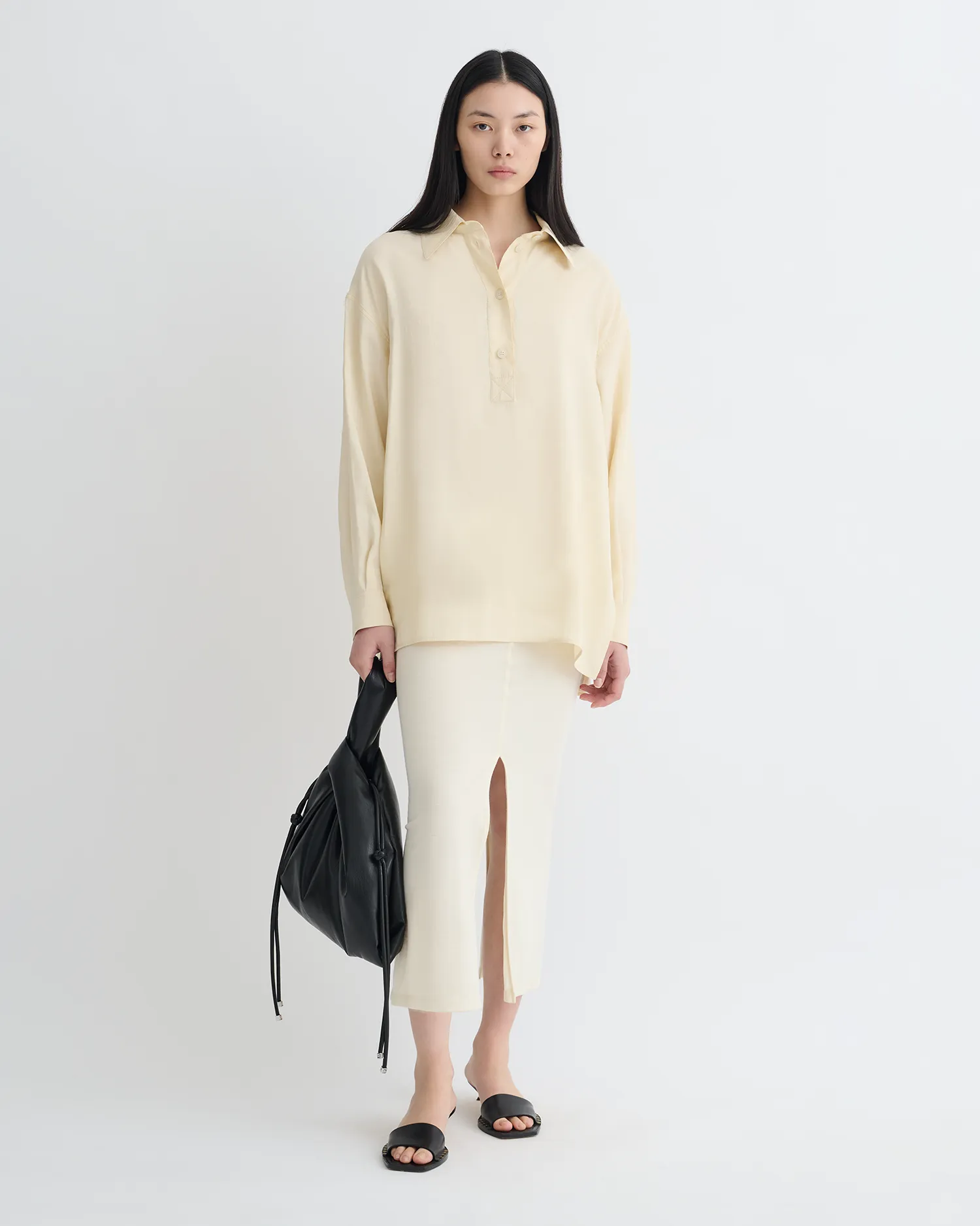 Linka - Glass Poplin Shirt - Oat Ventilated Design Chic Design