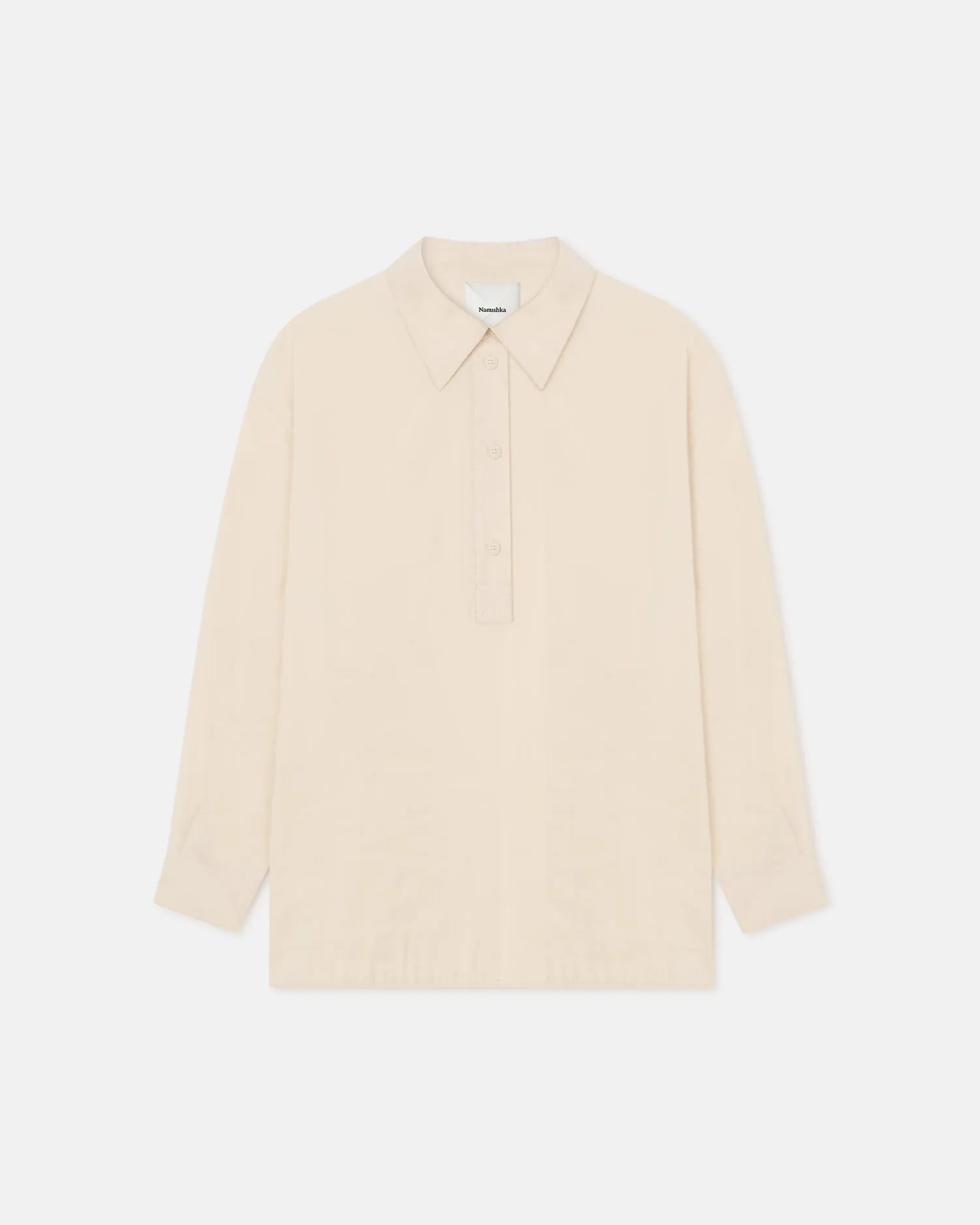 Linka - Glass Poplin Shirt - Oat Moisture Wicking Lining