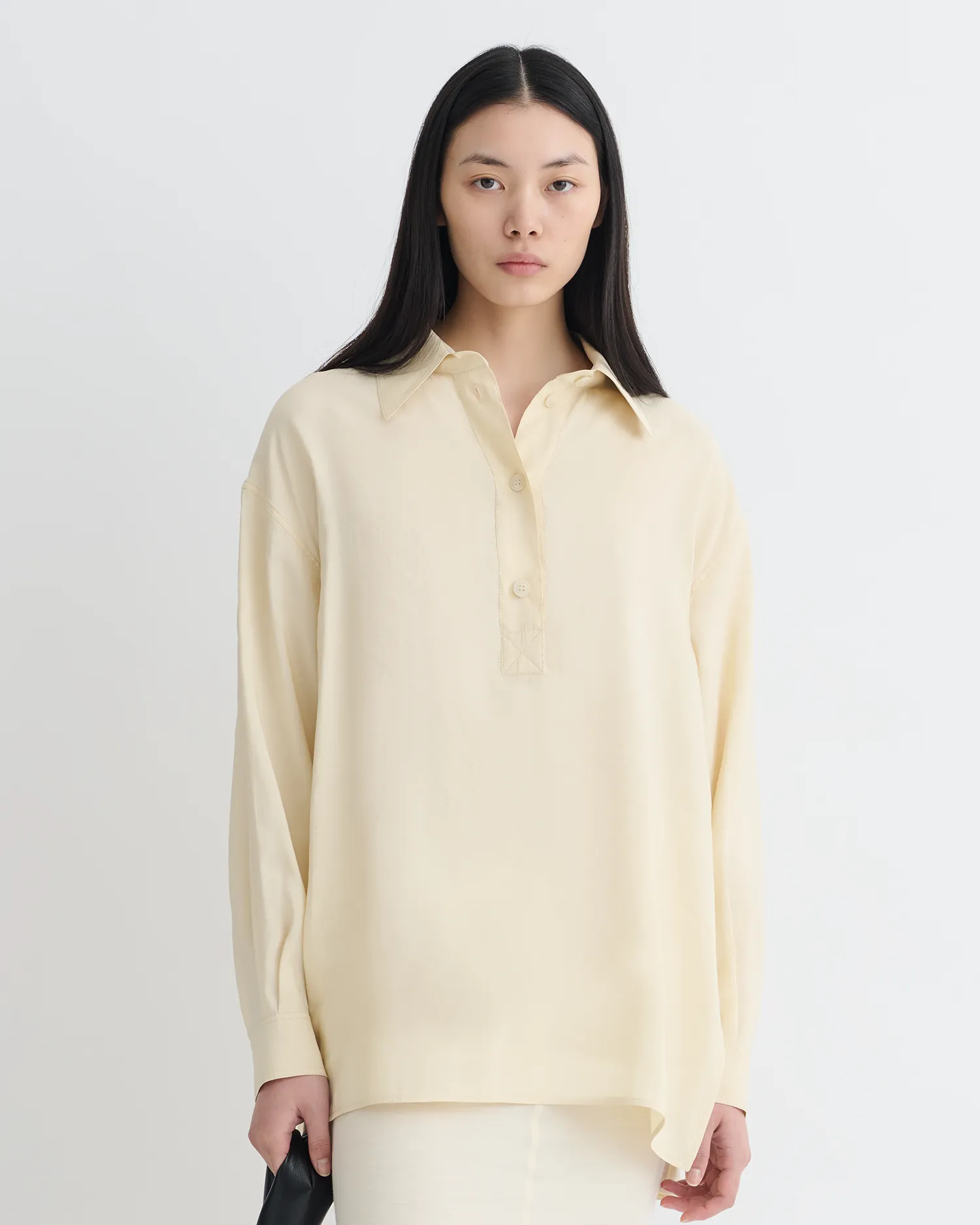 Linka - Glass Poplin Shirt - Oat Lightweight Design Functional Stretch