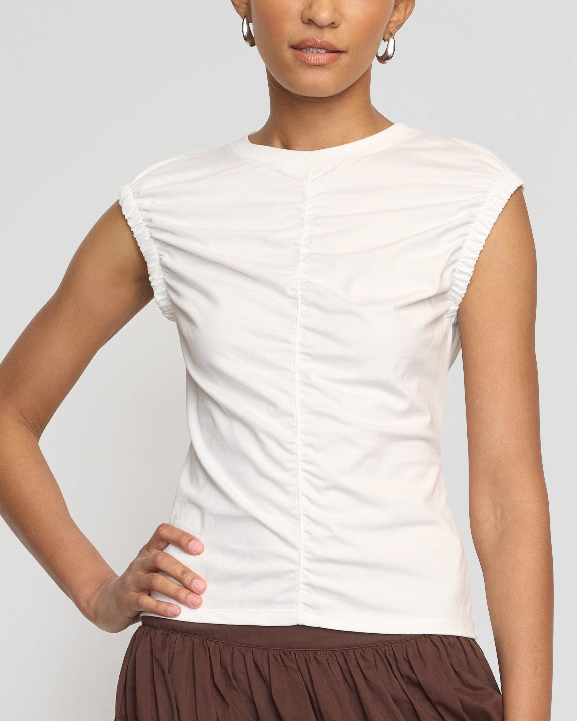 Mesh Panel Details Lior Elasticated Cap-Sleeve Tank