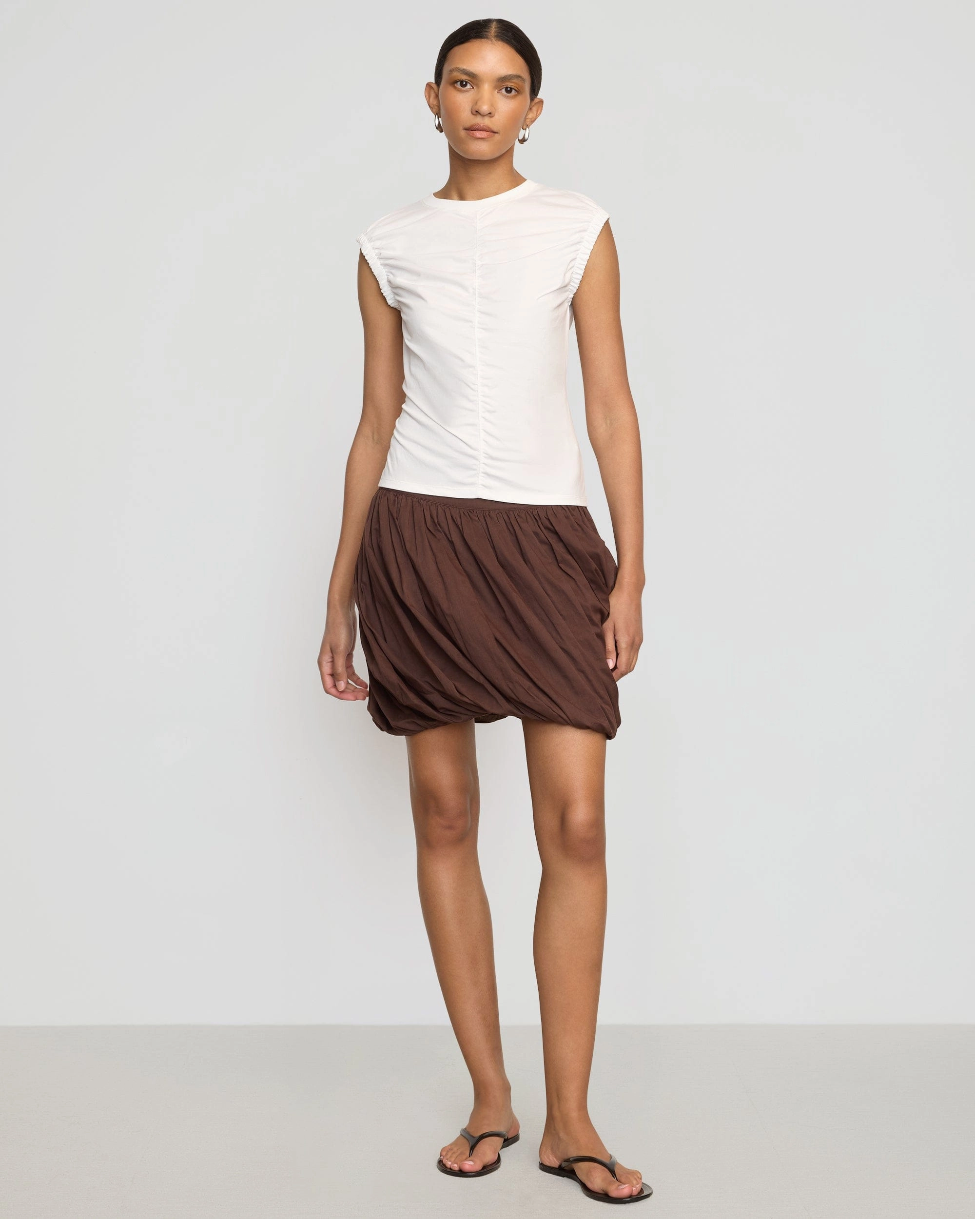 Lior Elasticated Cap-Sleeve Tank ArticulatedElbowShaping