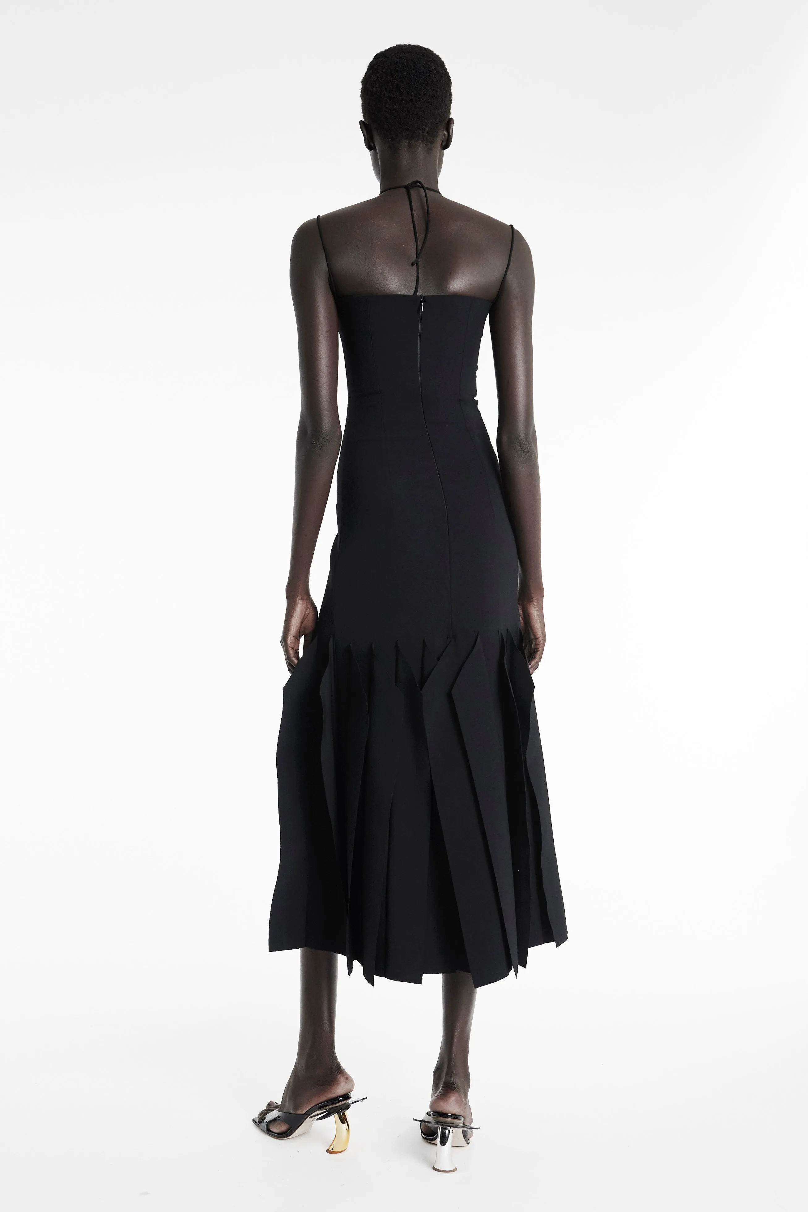 Lip Choker Dress Black Side Ruching