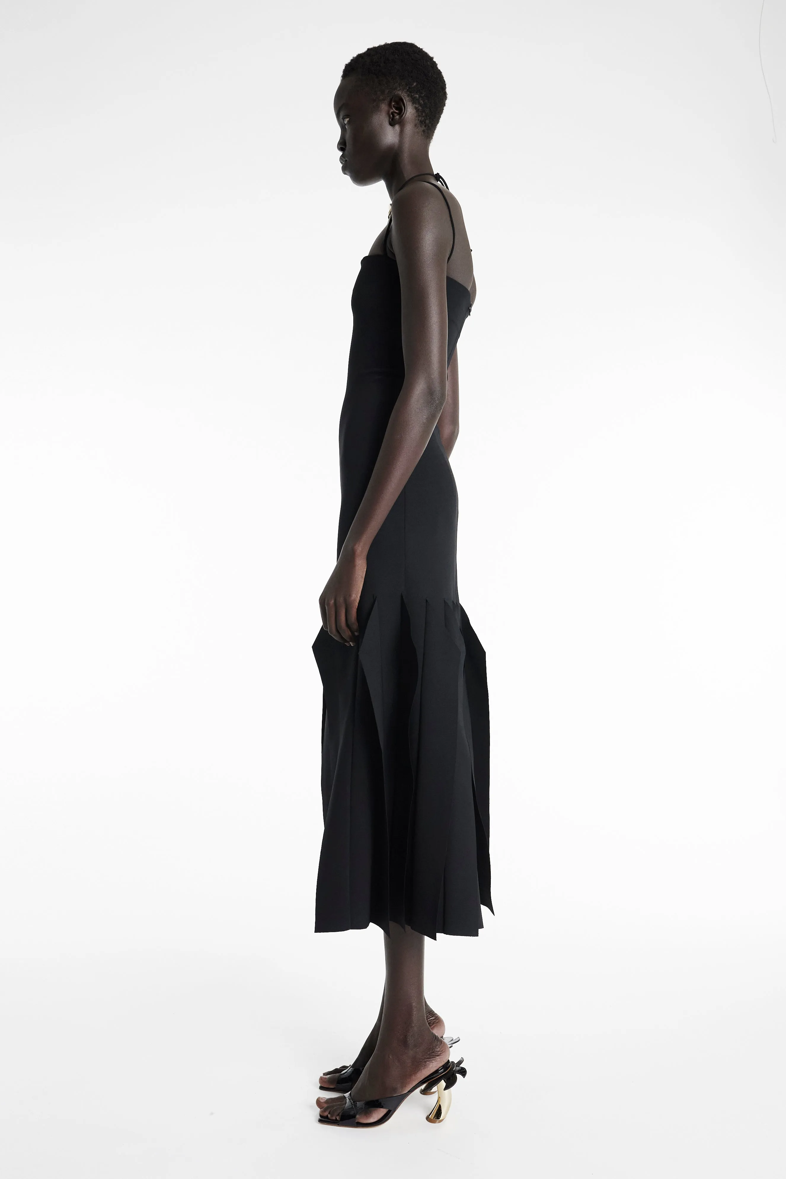 Lip Choker Dress Black Draped Silhouette Vibrant Edge