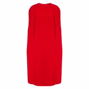 Lipstick Cape Dress Cold-Shoulder