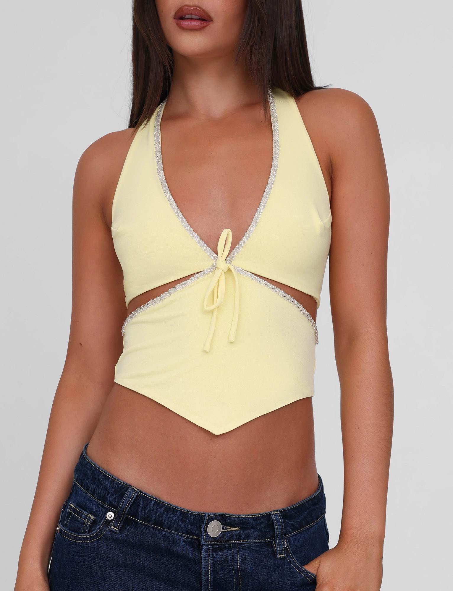 Low Profile Stitching Flattering Drape LIZZIE TOP - LEMON