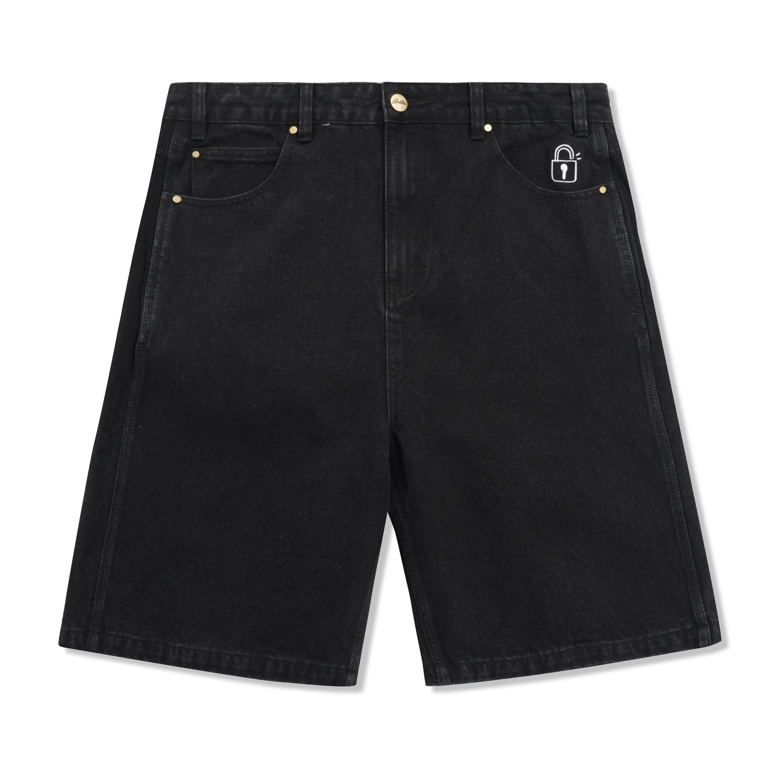 Lock Denim Shorts, Flat Black