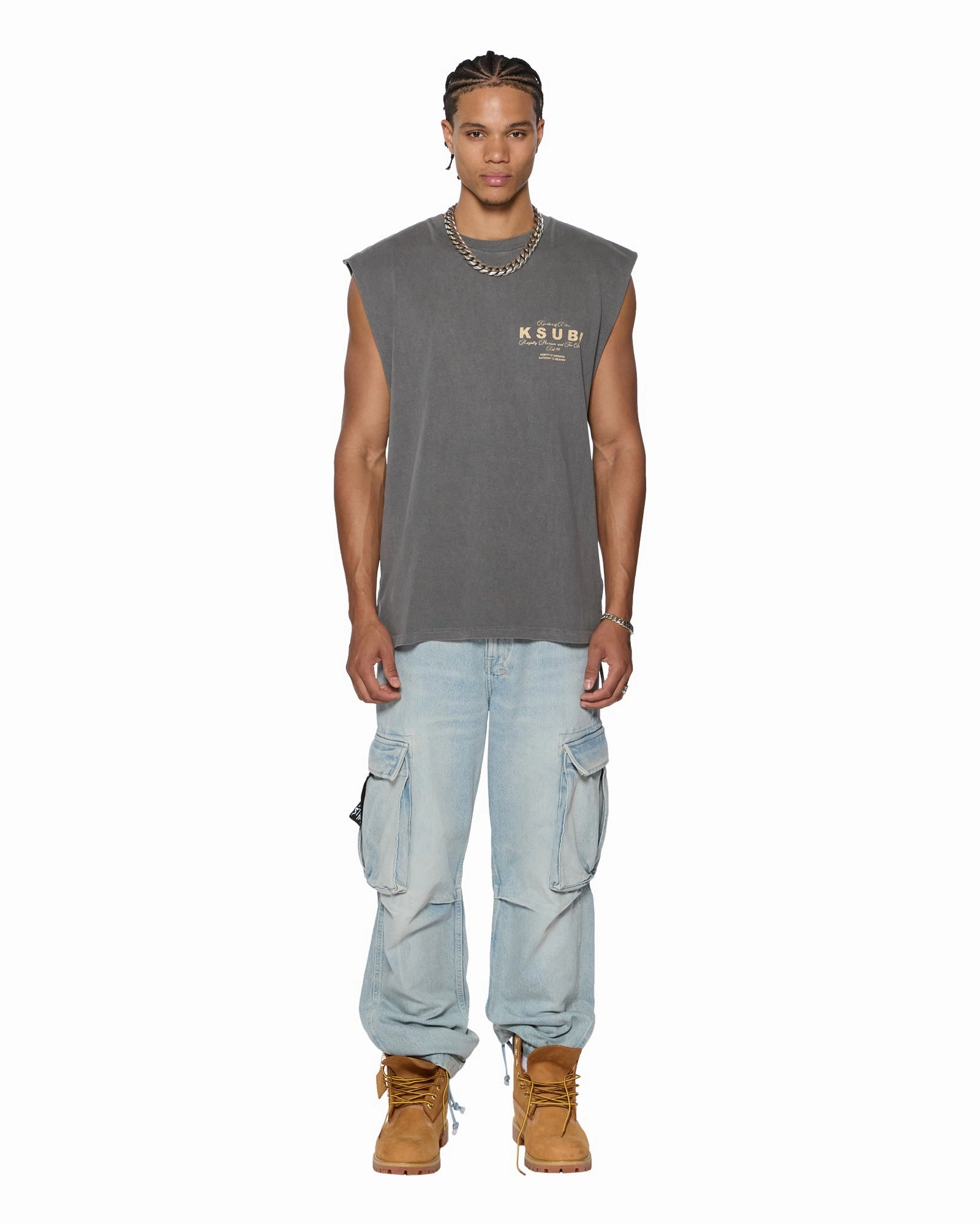 Trendy Comfort LOCK CUT OFF TEE CHARCOAL