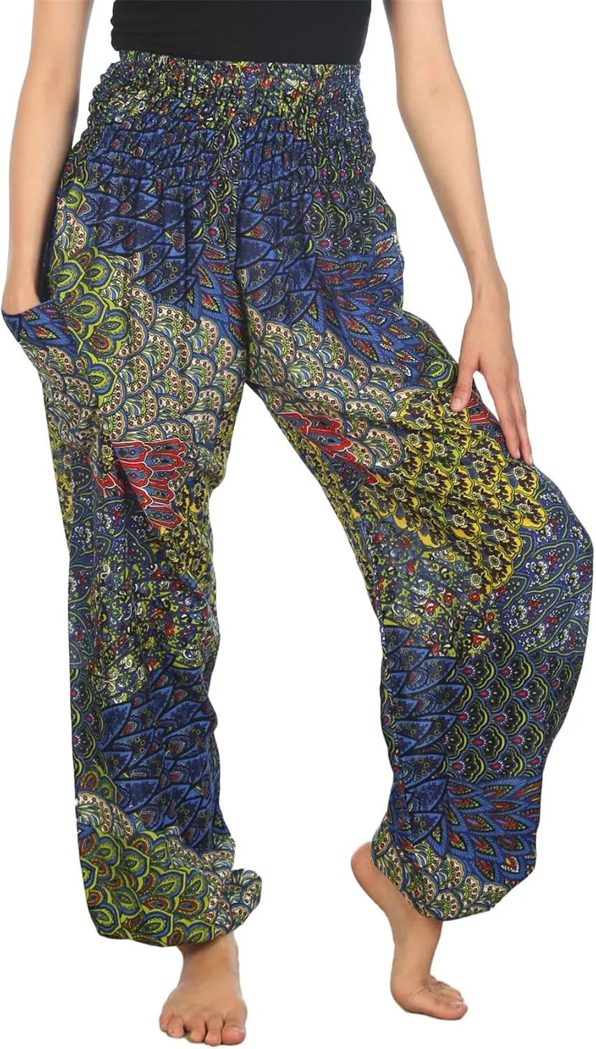 LOFBAZ Yoga Harem Hippie Pants for Women S-4XL Plus Boho Clothing PJ Elephant
