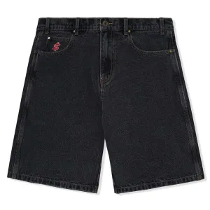 Logo Baggy Denim Shorts Washed Black Cash Only