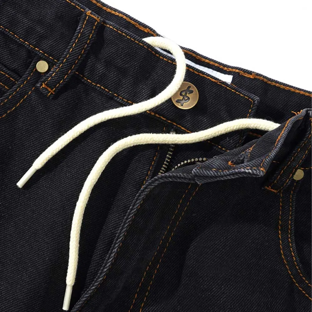Logo Baggy Denim Shorts Washed Black Cash Only