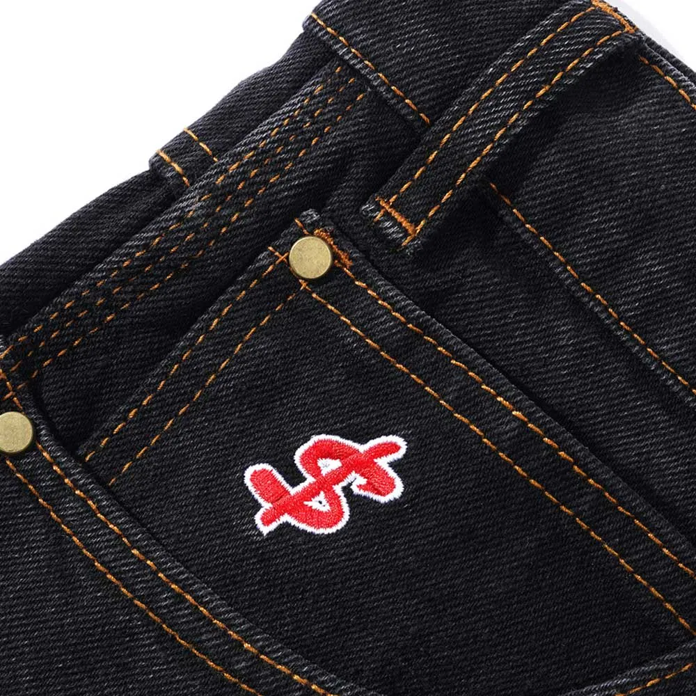 Logo Baggy Denim Shorts Washed Black Cash Only