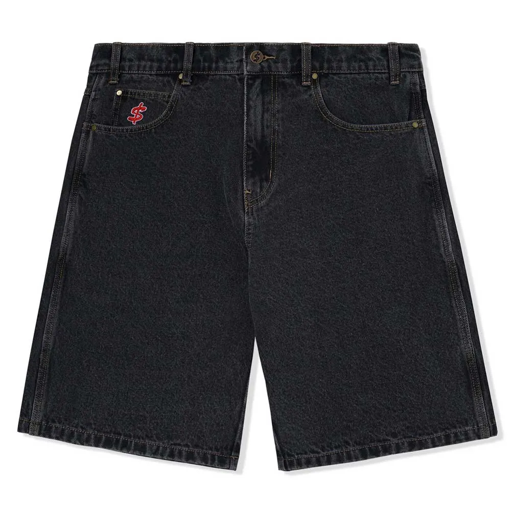 Logo Baggy Denim Shorts Washed Black Cash Only