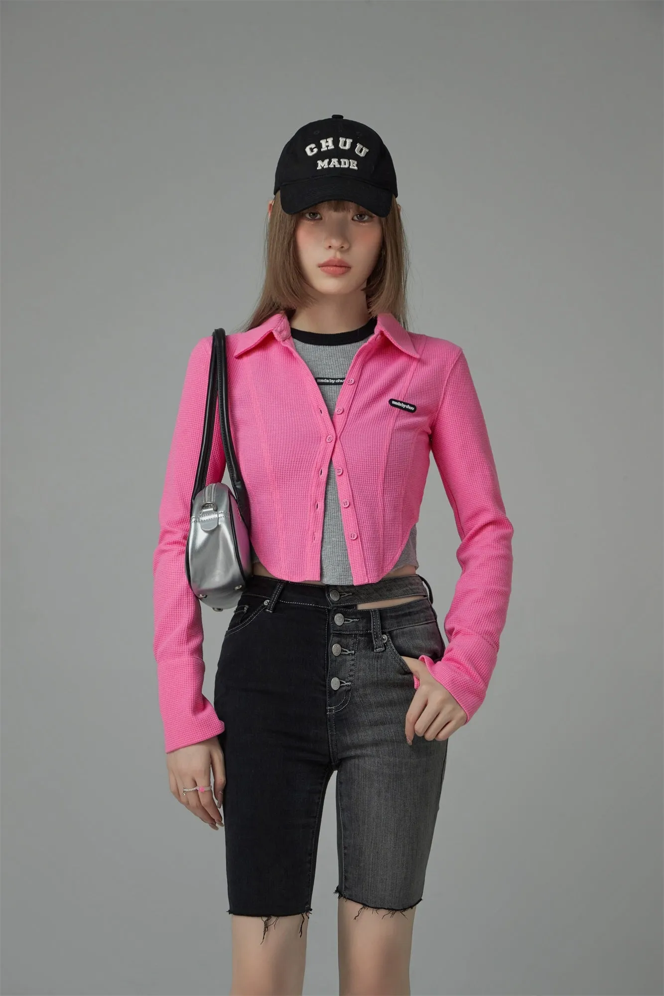 Logo Embroidered Cropped Shirt
