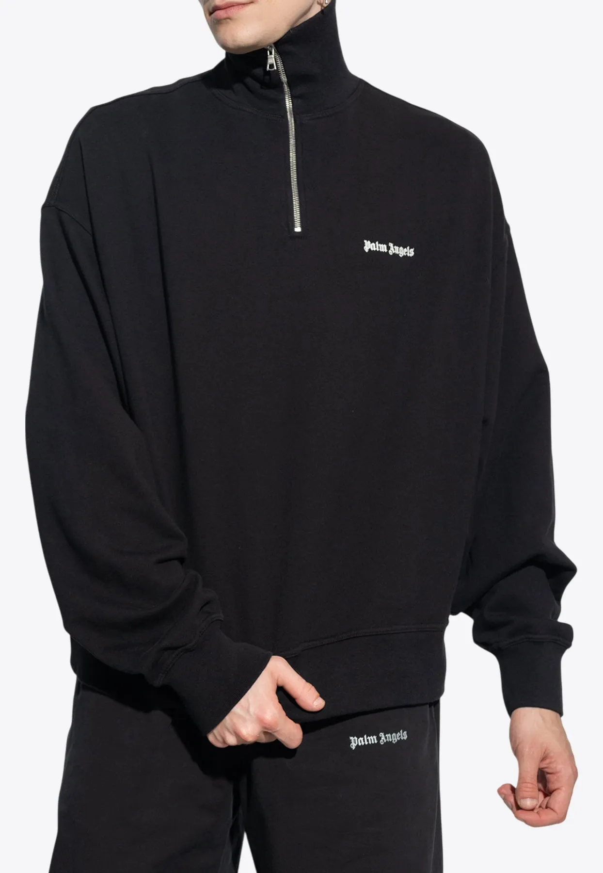Logo Embroidered Half-Zip Sweatshirt
