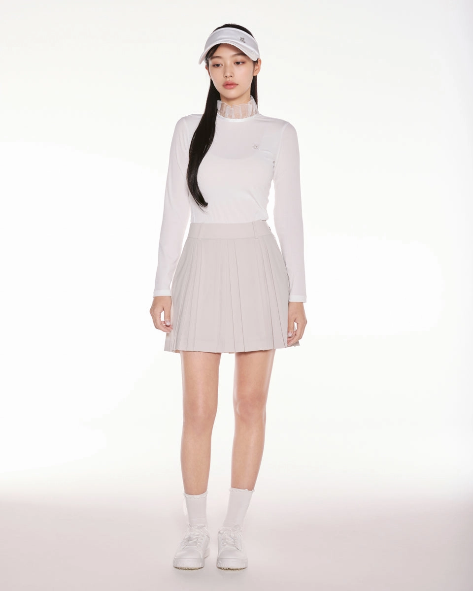 Sporty Casual logo-embellished pleated skirt - Beige