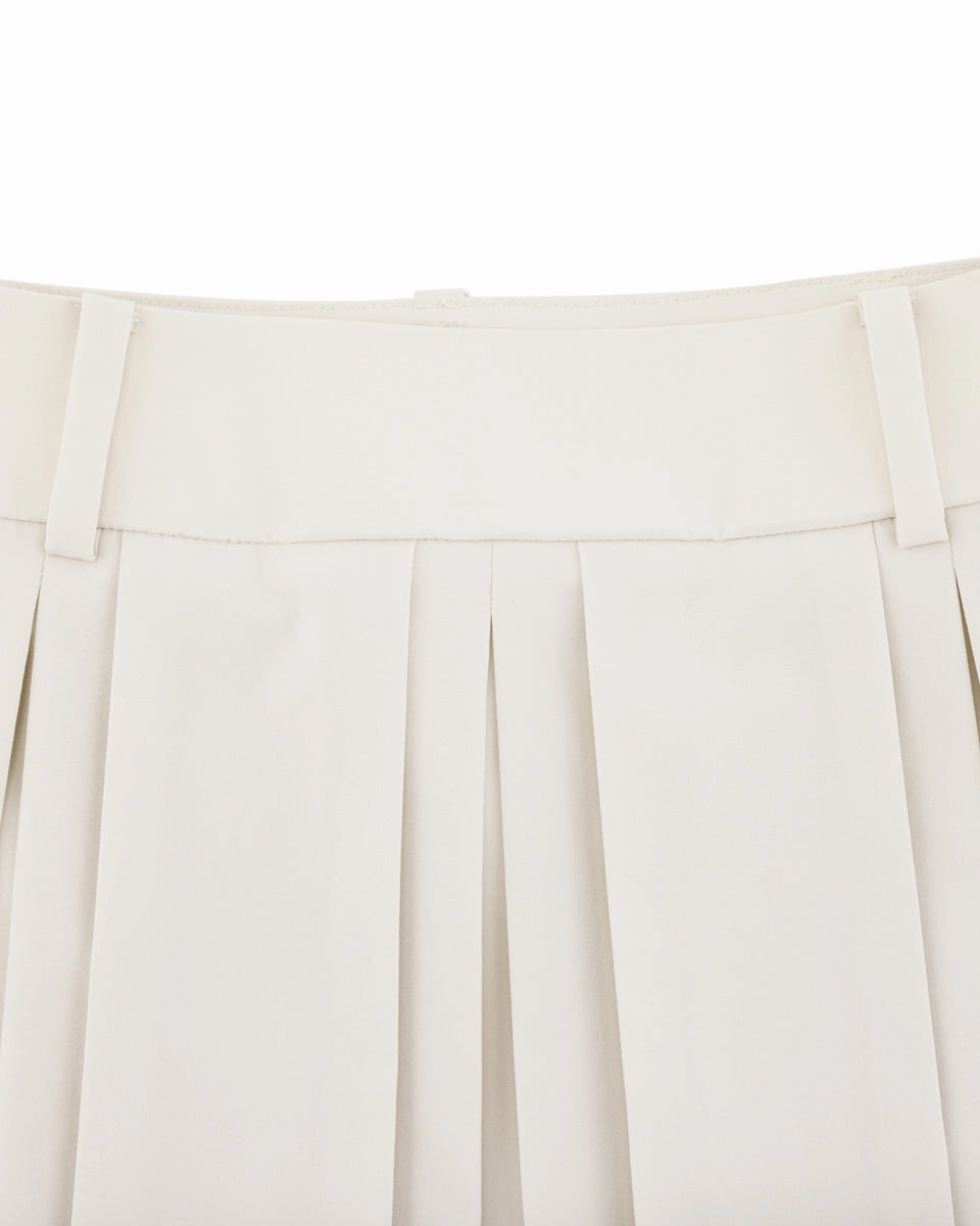 logo-embellished pleated skirt - Beige Sleek Appeal