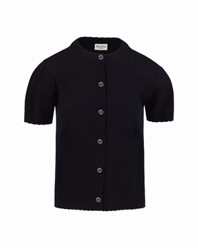 Wind Resistant Breathable City Style Logo jacquard short sleeve cardigan - Black