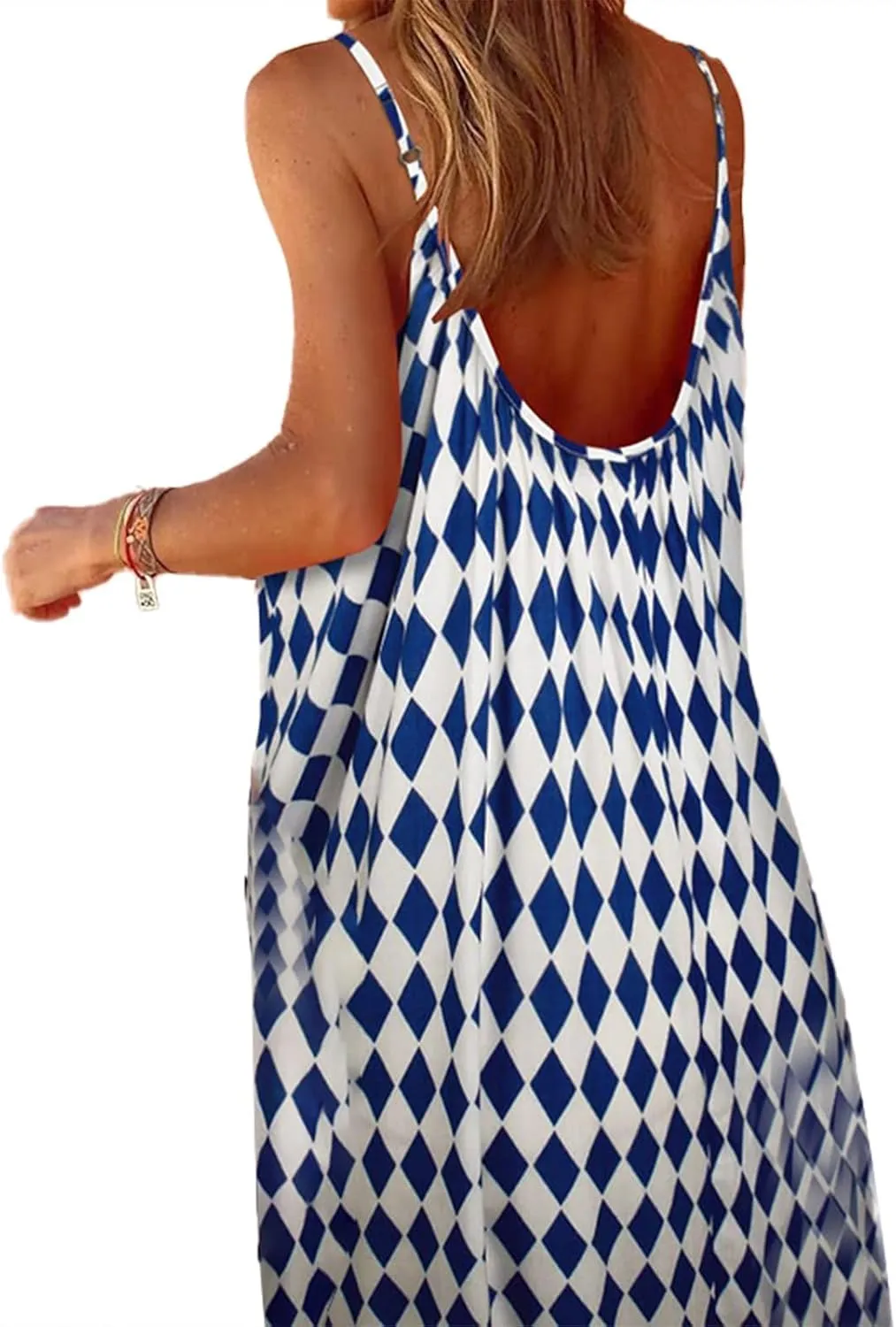 Long Dresses for Women Summer Boho Maxi Dress Sexy Spaghetti Straps Sleeveless Casual Dresses Floral Flowy Swing Dress
