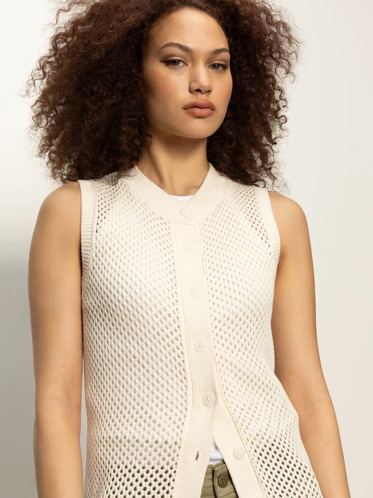 Modern Design Essential Fashion Long Openwork Vest Macrame