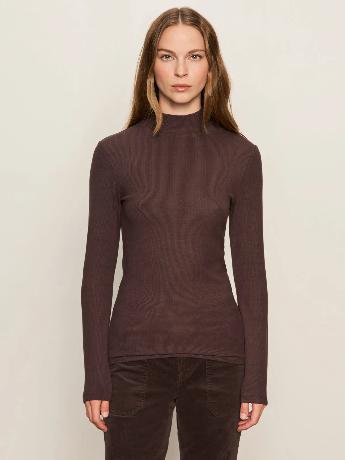 Long Sleeve Mock Essential Top Semi Sweet Weekend Fashion Formal Elegance