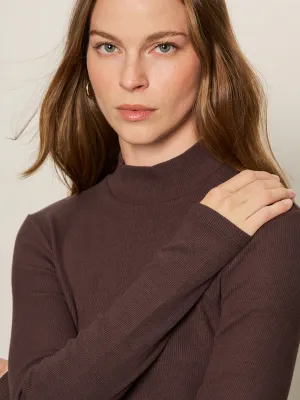 Long Sleeve Mock Essential Top Semi Sweet V neck style