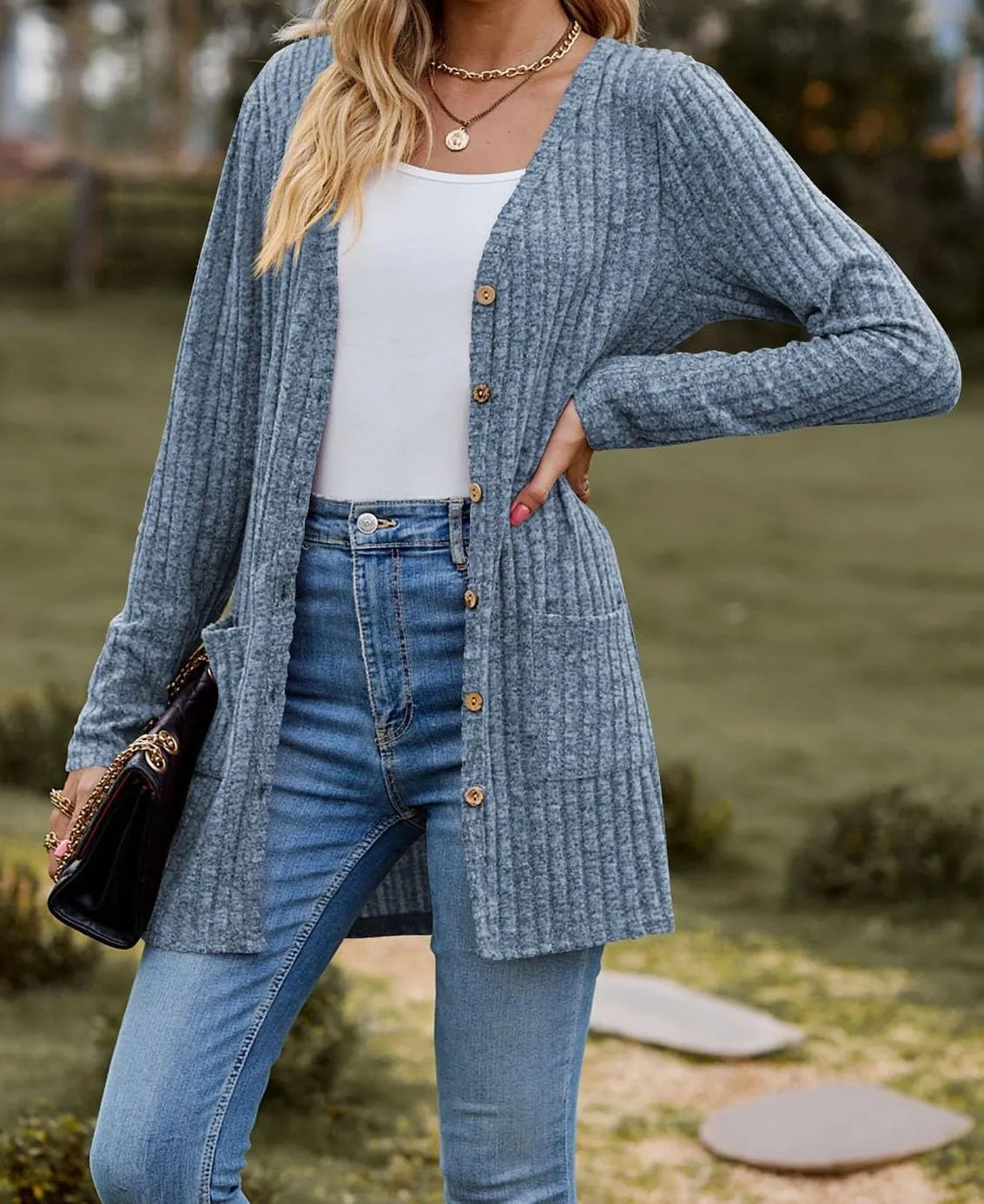 Long Sleeve Open Front Coat with Pockets Lightweight Soft Knit Cardigan for Women Chunky Cable Knit Cardigans