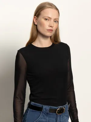 Long Sleeve Perfect Mesh Tee Black Everyday Essential Urban Trend Look