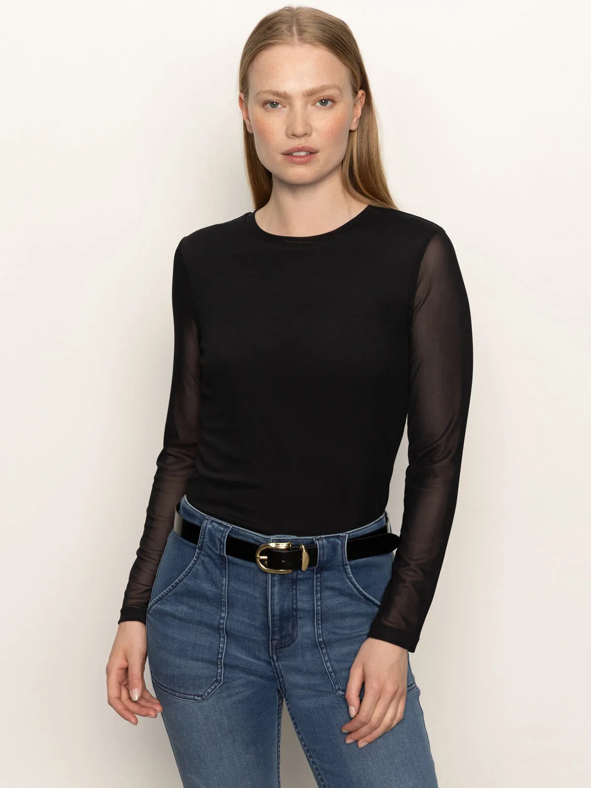 Long Sleeve Perfect Mesh Tee Black Active Design Soft and breathable